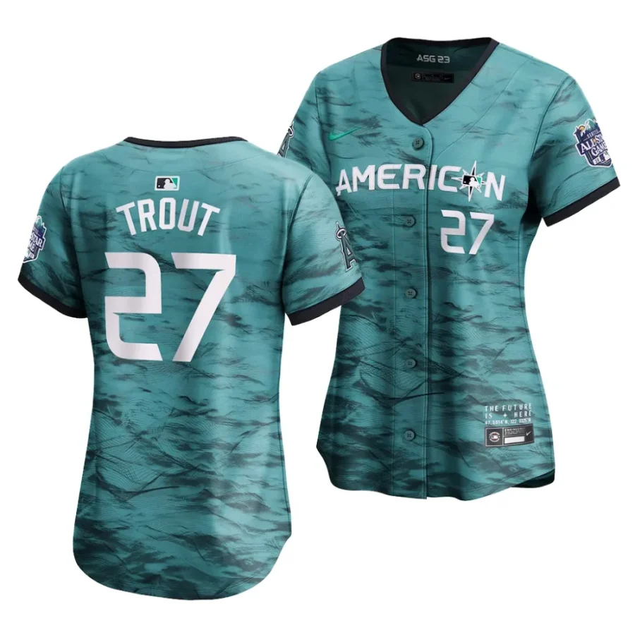 mike trout teal american league2023 mlb all star game women jersey scaled