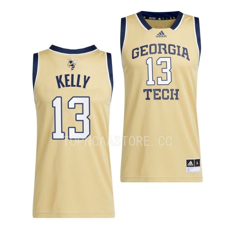 miles kelly georgia tech yellow jackets 2022 23swingman basketball beige jersey scaled