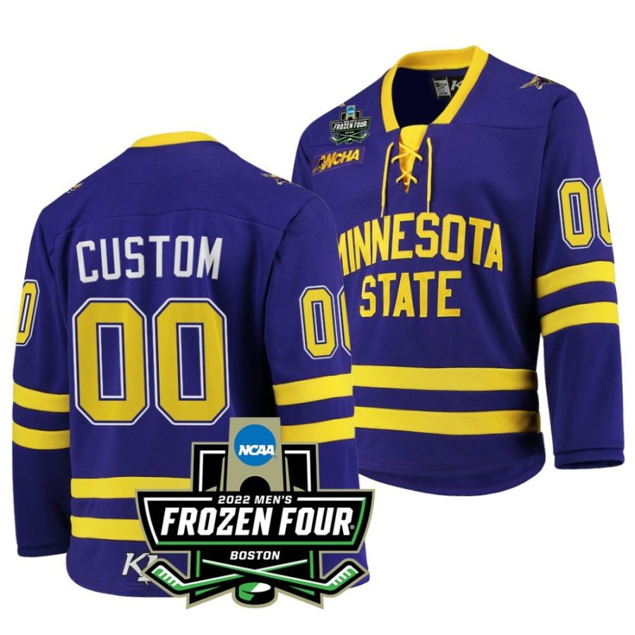 minnesota state mavericks custom 2022 frozen four purple hockey jersey scaled