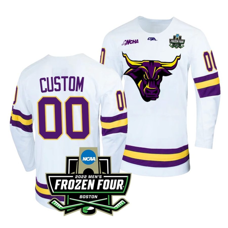 minnesota state mavericks custom 2022 frozen four white alternate jersey scaled