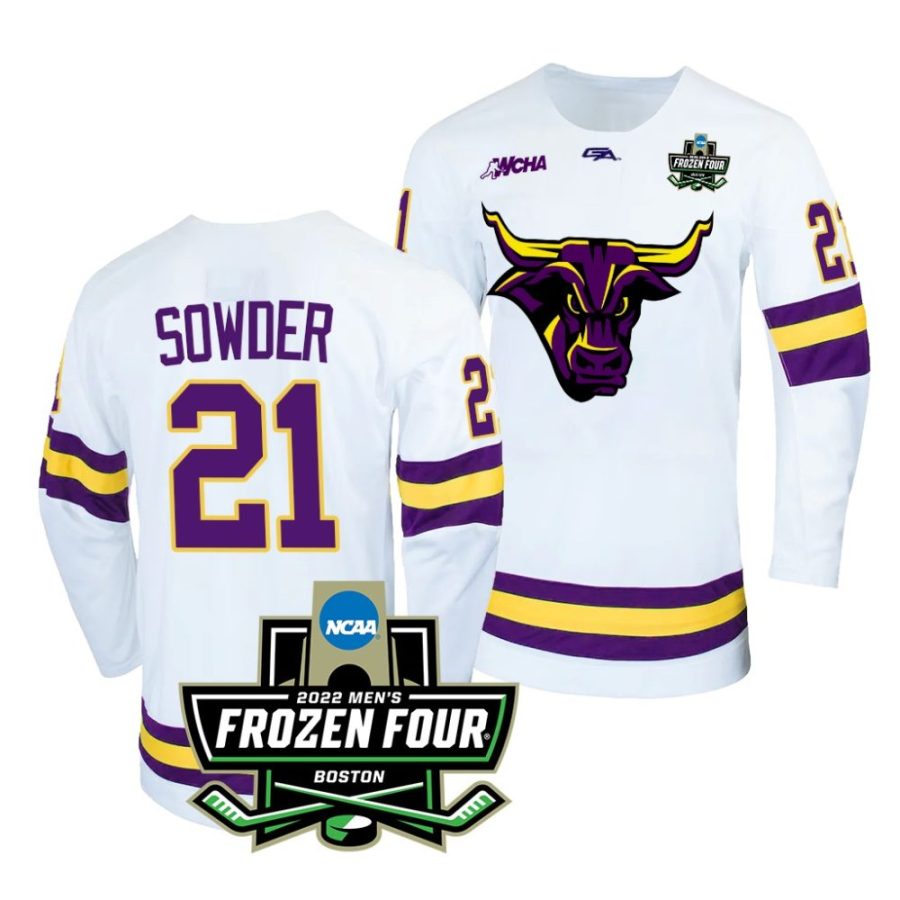 minnesota state mavericks lucas sowder 2022 frozen four white alternate jersey scaled