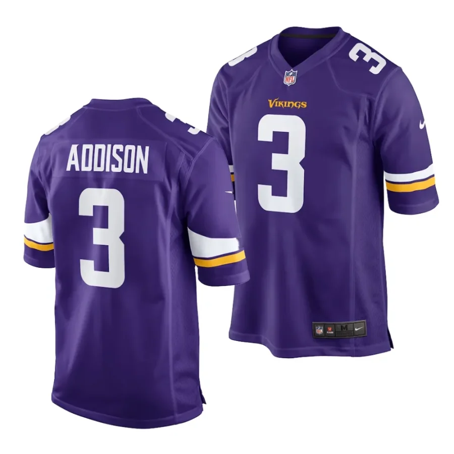 minnesota vikings jordan addison purple 2023 nfl draft game jersey scaled