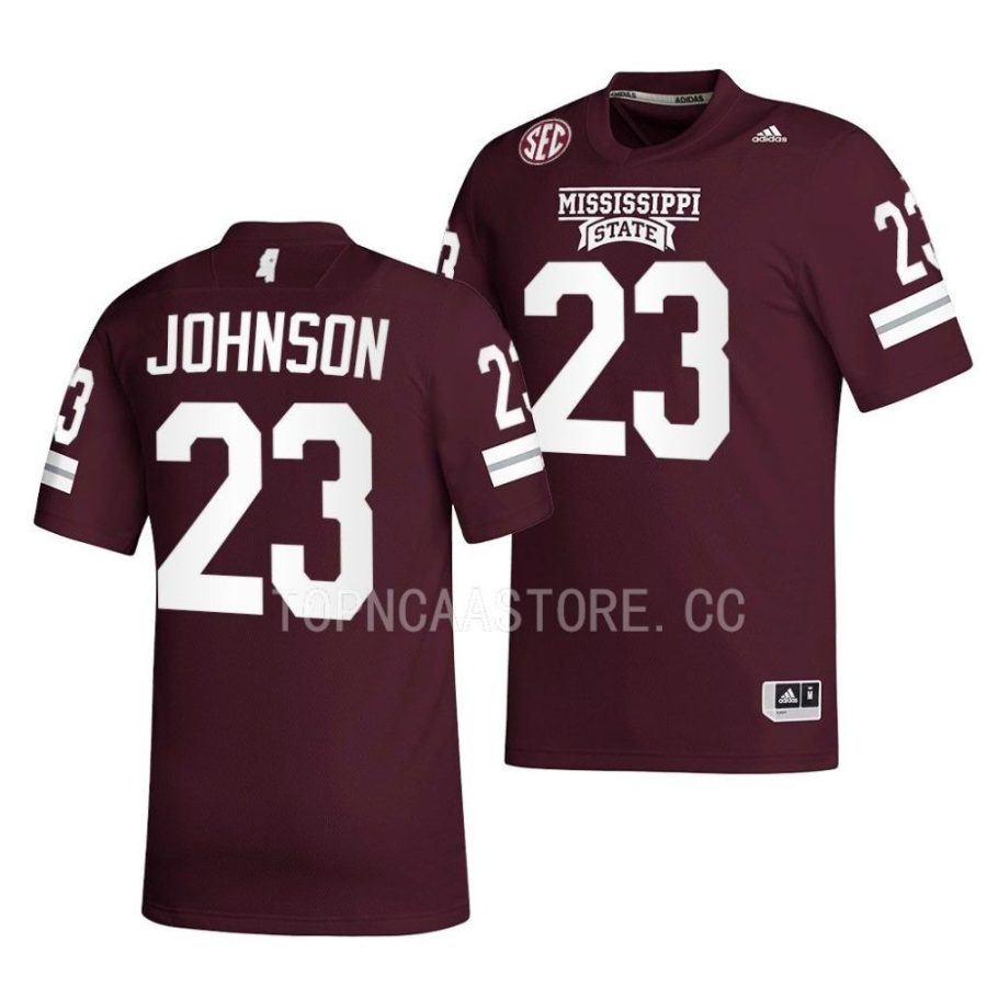 mississippi state bulldogs dillon johnson maroon 2022 egg bowl champs premier football jersey scaled