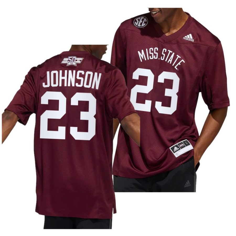 mississippi state bulldogs dillon johnson maroon dowsing x bell 50 year premier strategy jersey scaled
