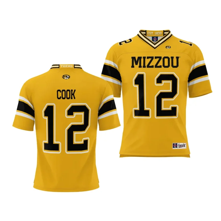 missouri tigers brady cook youth gold nil player jersey scaled