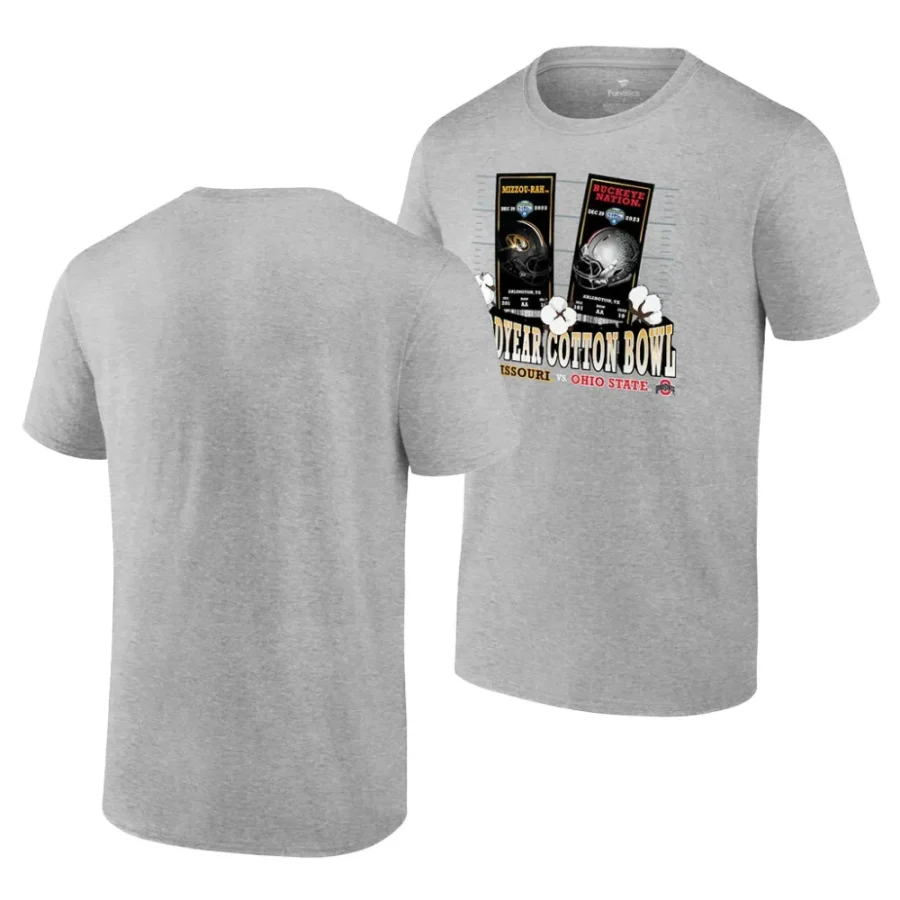 missouri tigers heather gray 2023 cotton bowl matchup vs ohio state buckeyesunmatched excellence men t shirt scaled