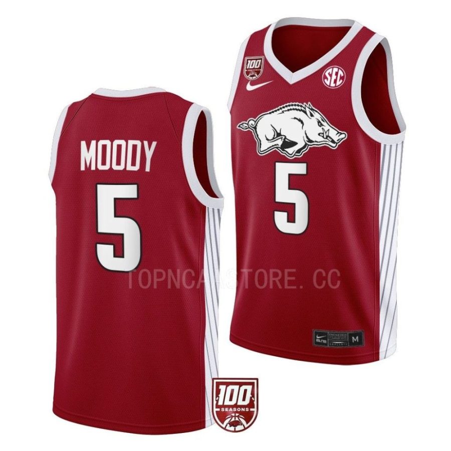 moses moody red 100 season arkansas razorbackscollege basketball jersey scaled