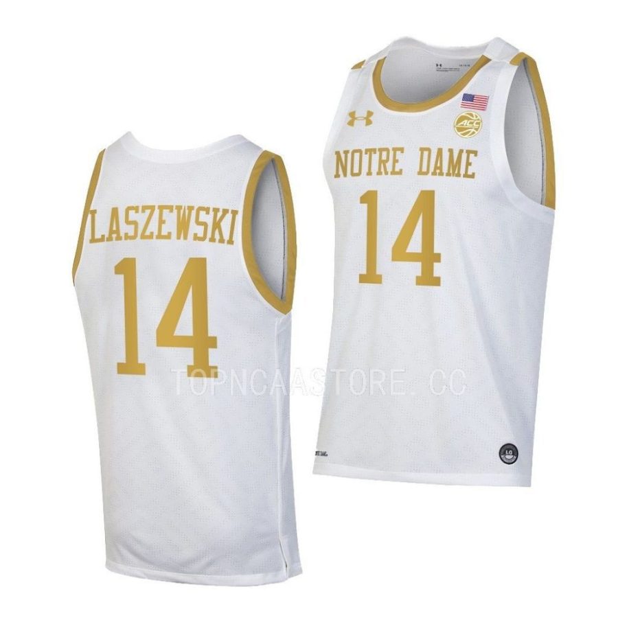 nate laszewski notre dame fighting irish 2022 23college basketball white jersey scaled