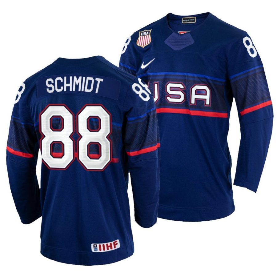 nate schmidt away 2022 iihf world championship navy jersey scaled