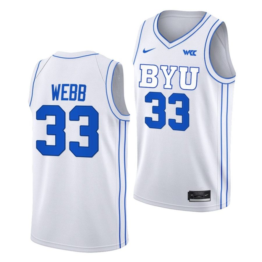 nate webb byu cougars 2022 23college basketball white jersey scaled