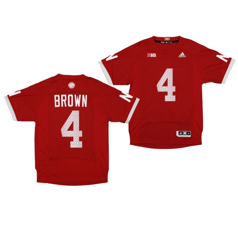 nebraska huskers alante brown red 1983 throwback premier football jersey scaled