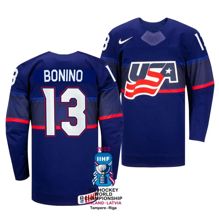 nick bonino away 2023 iihf world championship blue jersey scaled