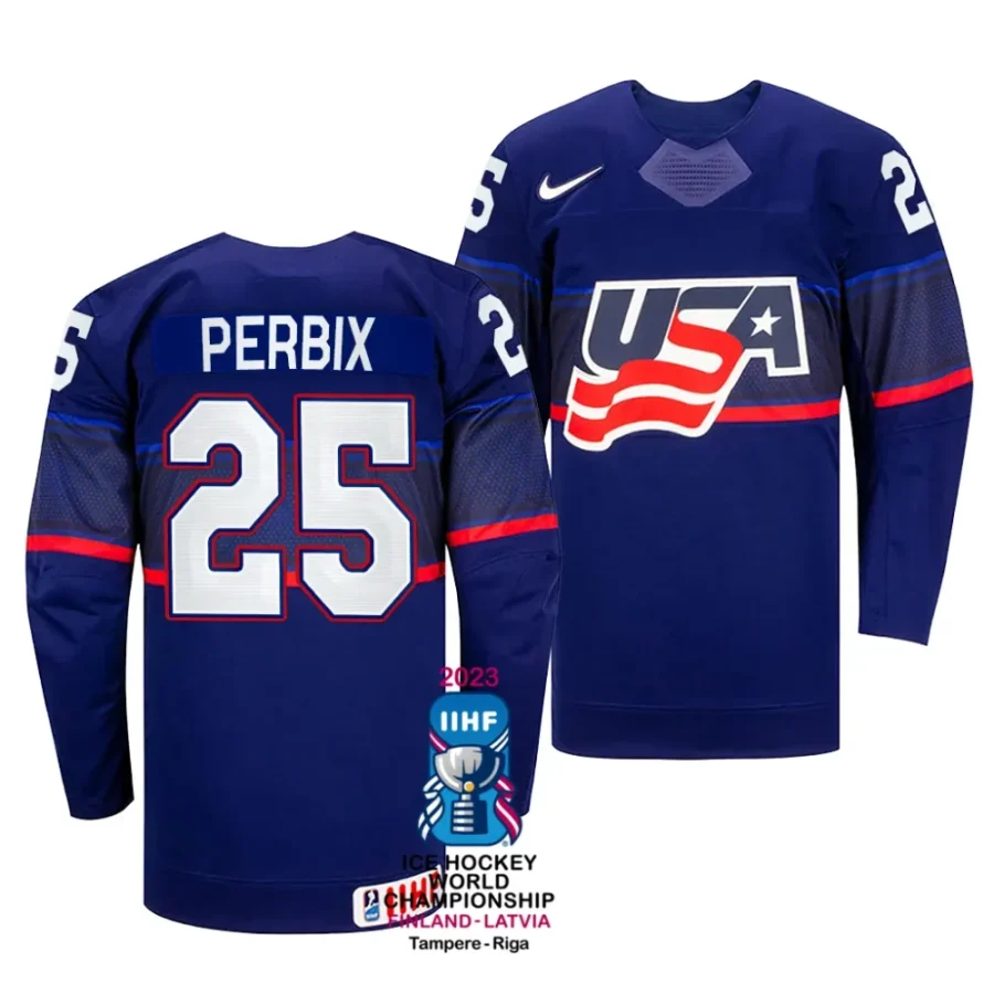 nick perbix away 2023 iihf world championship blue jersey scaled