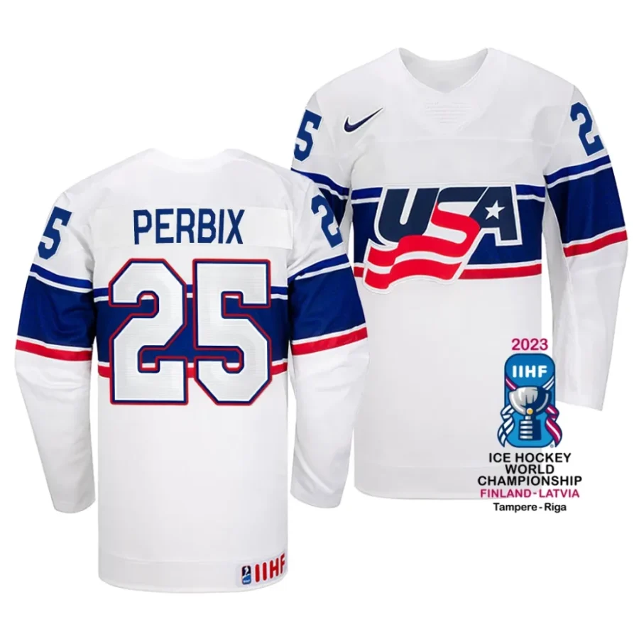 nick perbix white 2023 iihf world championship usa home jersey scaled