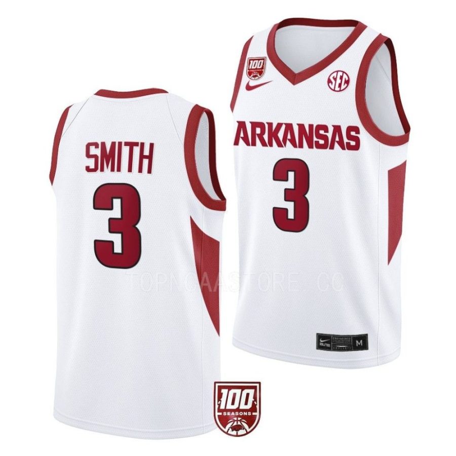 nick smith arkansas razorbacks 2022 23100 season college basketballwhite jersey scaled