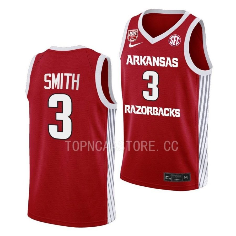 nick smith arkansas razorbacks college basketball 2022 23 100 season jersey scaled