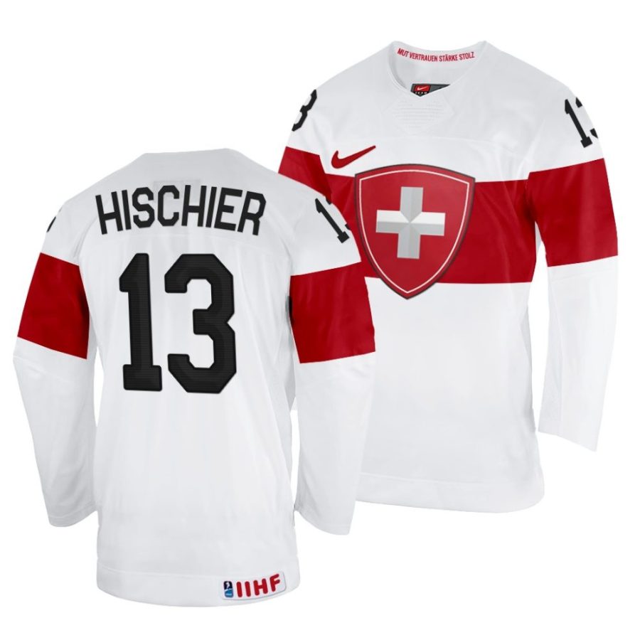 nico hischier home 2022 iihf world championship white jersey scaled