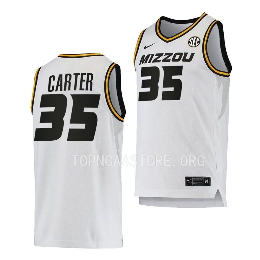 noah carter missouri tigers 2022 23home basketball white jersey scaled