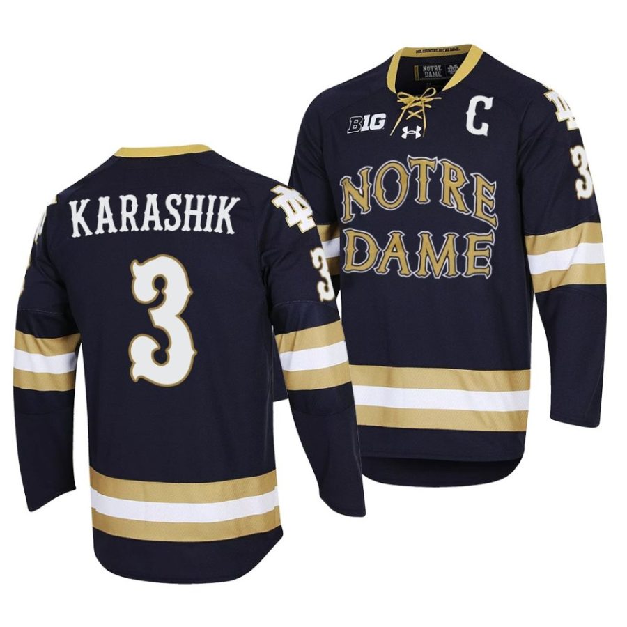 notre dame fighting irish adam karashik 2022 ncaa regional finals navy hockey jersey scaled