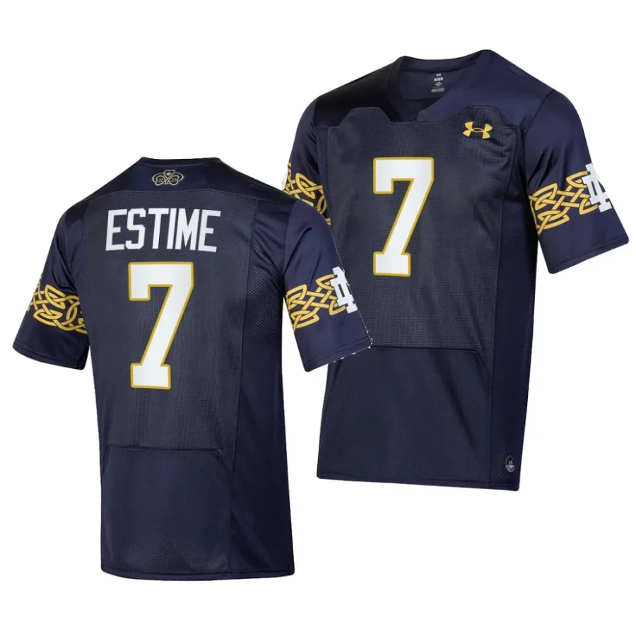 notre dame fighting irish audric estime navy 2023 aer lingus college football classic replica jersey scaled