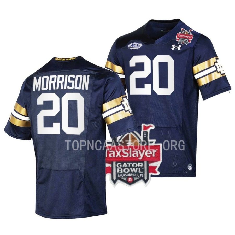 notre dame fighting irish benjamin morrison navy 2022 gator bowl premier football jersey scaled