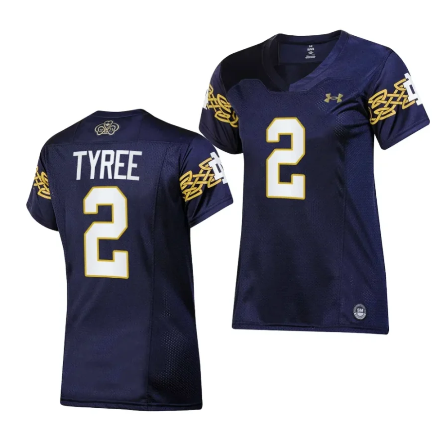 notre dame fighting irish chris tyree navy 2023 aer lingus college football classic replica womenjersey scaled