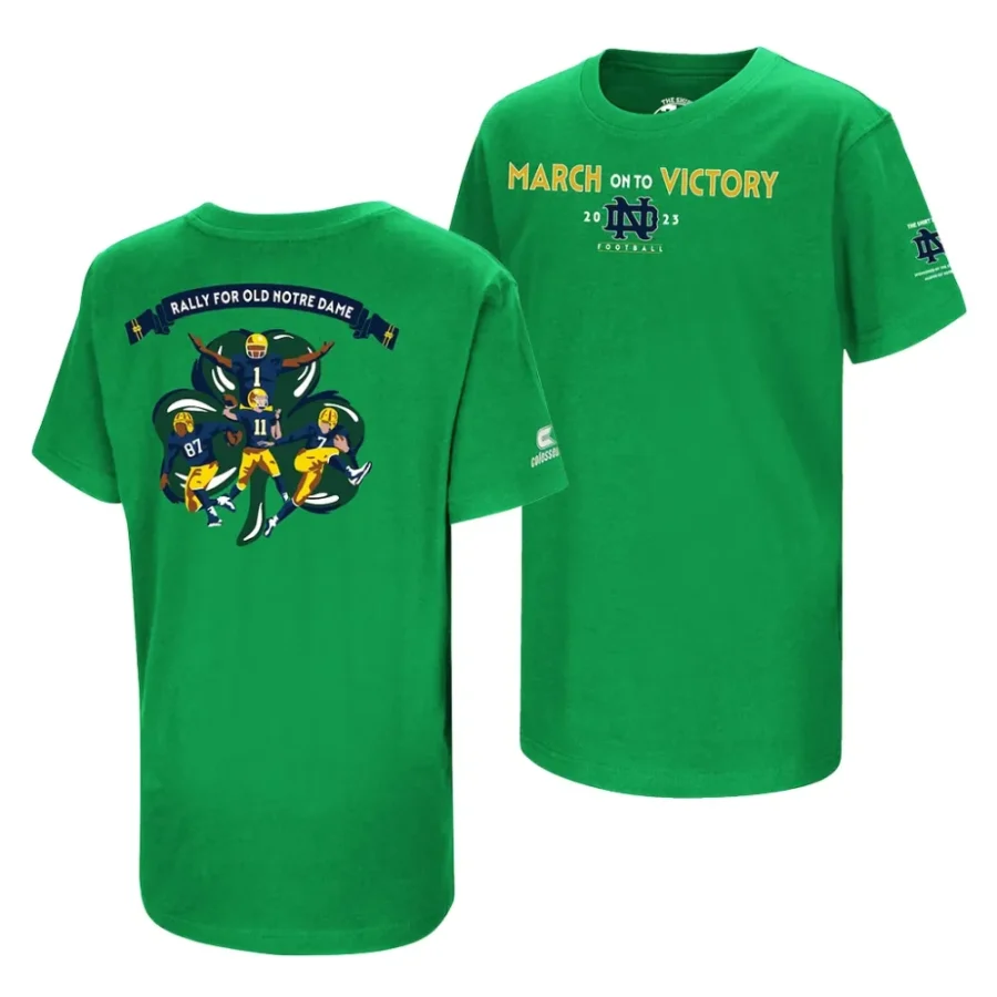 notre dame fighting irish green 2023 the shirt youth t shirt scaled