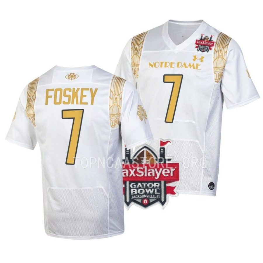 notre dame fighting irish isaiah foskey white 2022 gator bowl shamrock series jersey scaled