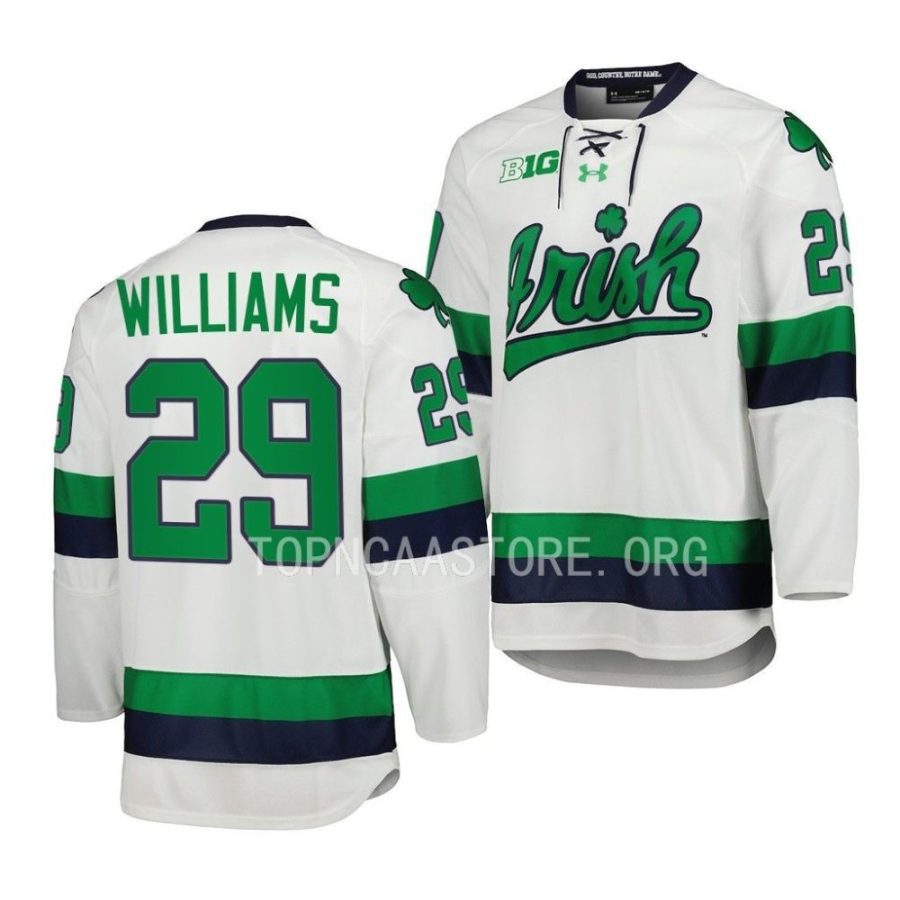 notre dame fighting irish jack williams college hockey white replica jersey scaled