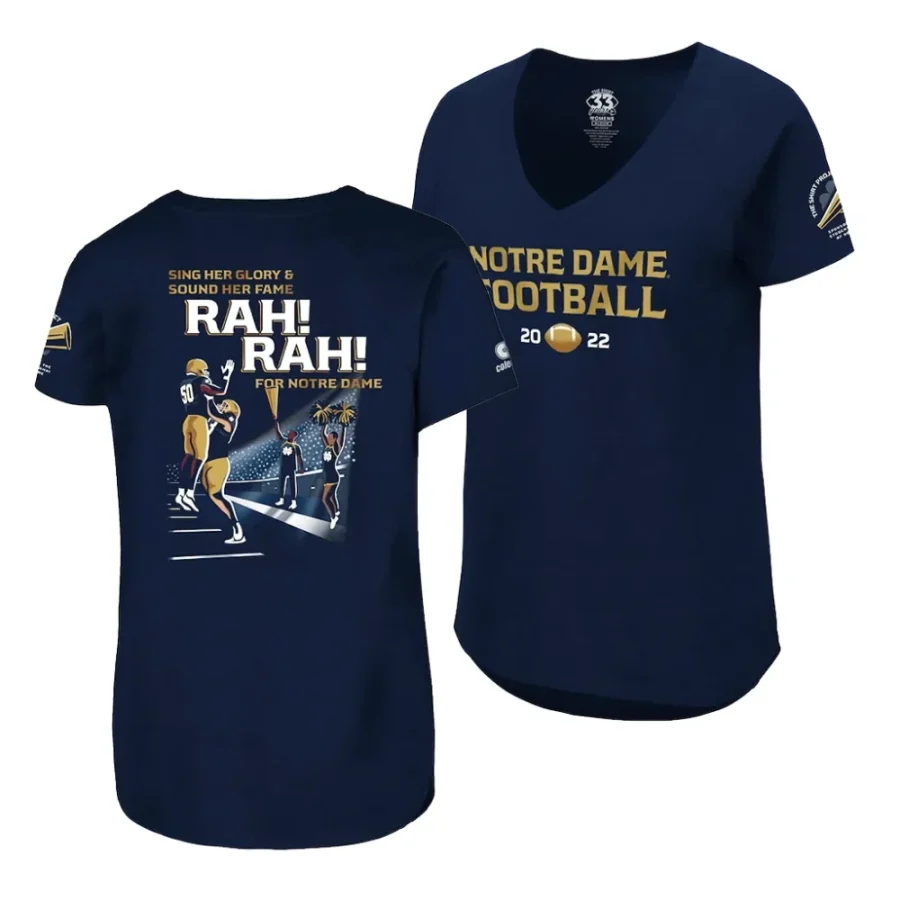 notre dame fighting irish navy 2022 the shirt v neck women t shirt scaled