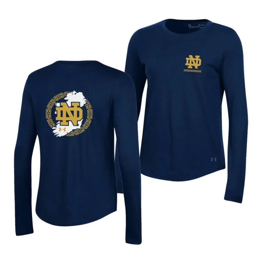 notre dame fighting irish navy 2023 aer lingus college football classic long sleeve women t shirt scaled