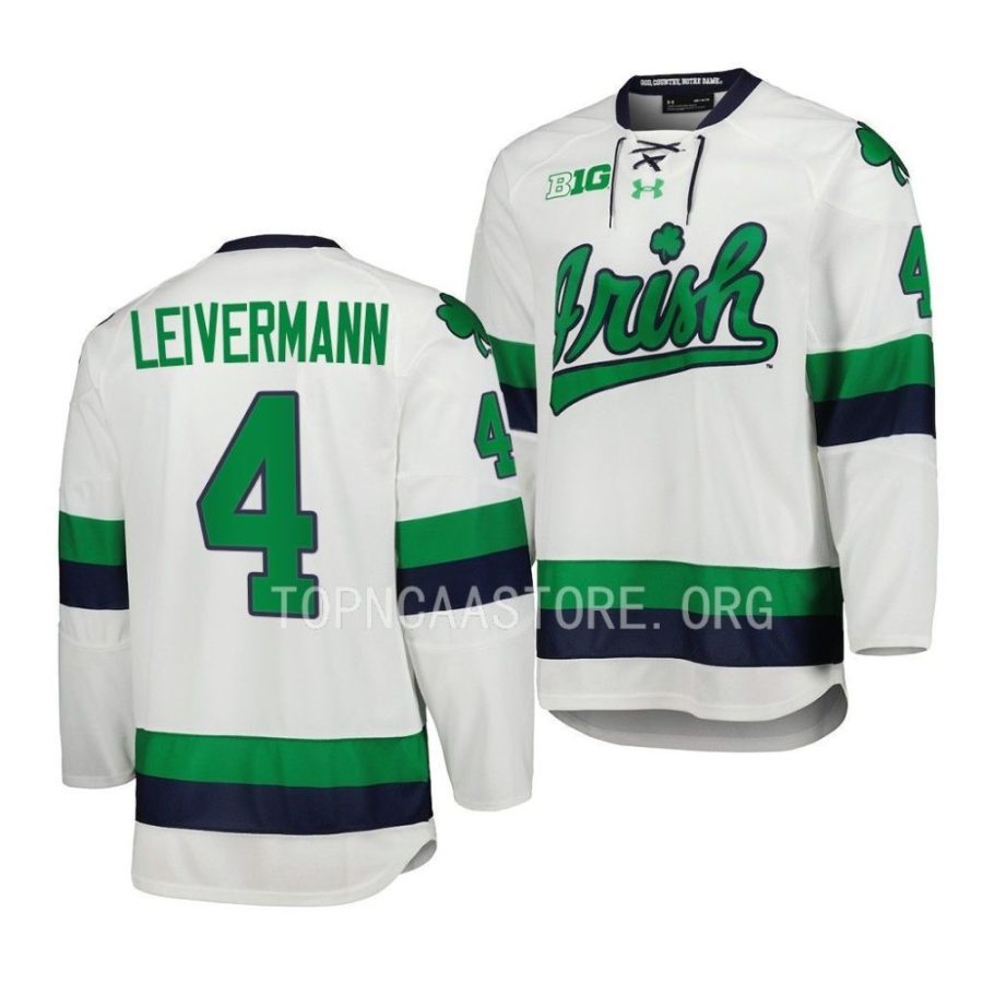 notre dame fighting irish nick leivermann college hockey white replica jersey scaled