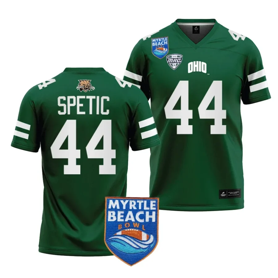 ohio bobcats gianni spetic green 2023 myrtle beach bowl jersey scaled