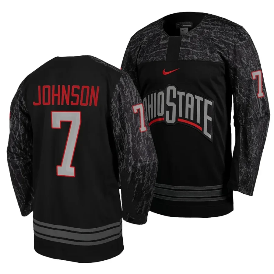 ohio state buckeyes brent johnson 2023 30 college hockey black jersey scaled