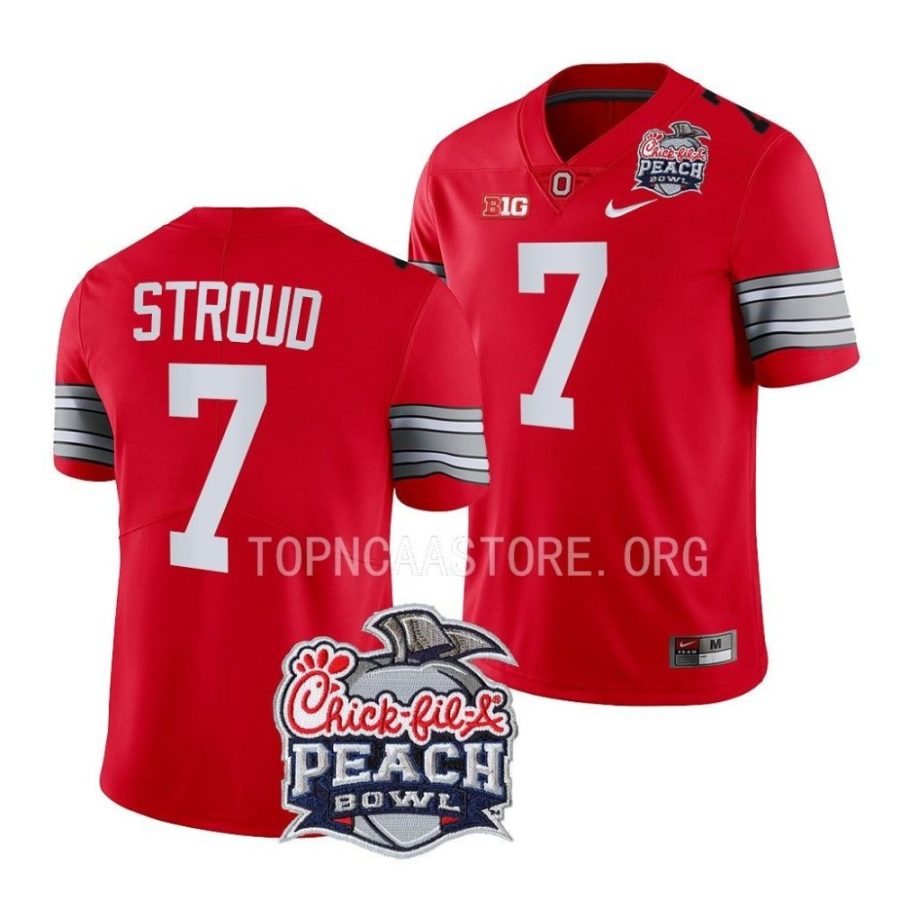 ohio state buckeyes c.j. stroud scarlet 2022 peach bowl college football playoff jersey scaled