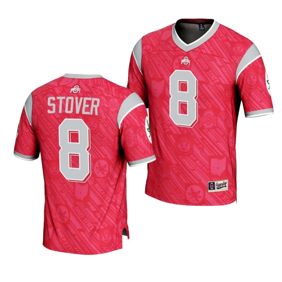 ohio state buckeyes cade stover scarlet highlight print football fashion jersey scaled