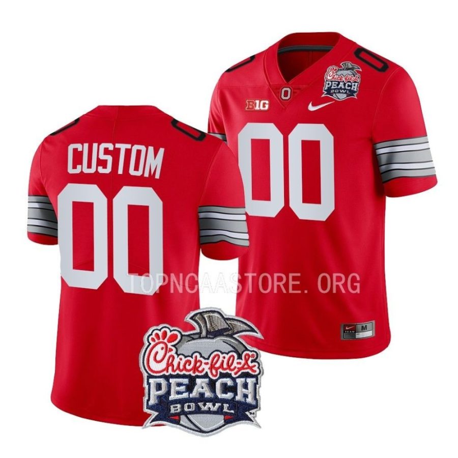 ohio state buckeyes custom scarlet 2022 peach bowl college football playoff jersey scaled