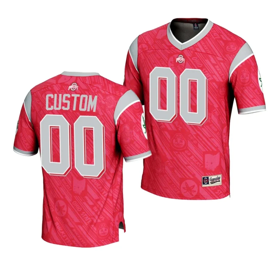 ohio state buckeyes custom scarlet highlight print football fashion jersey scaled