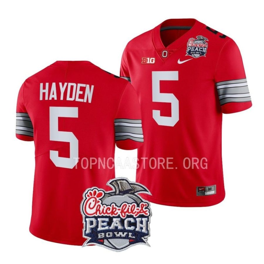 ohio state buckeyes dallan hayden scarlet 2022 peach bowl college football playoff jersey scaled