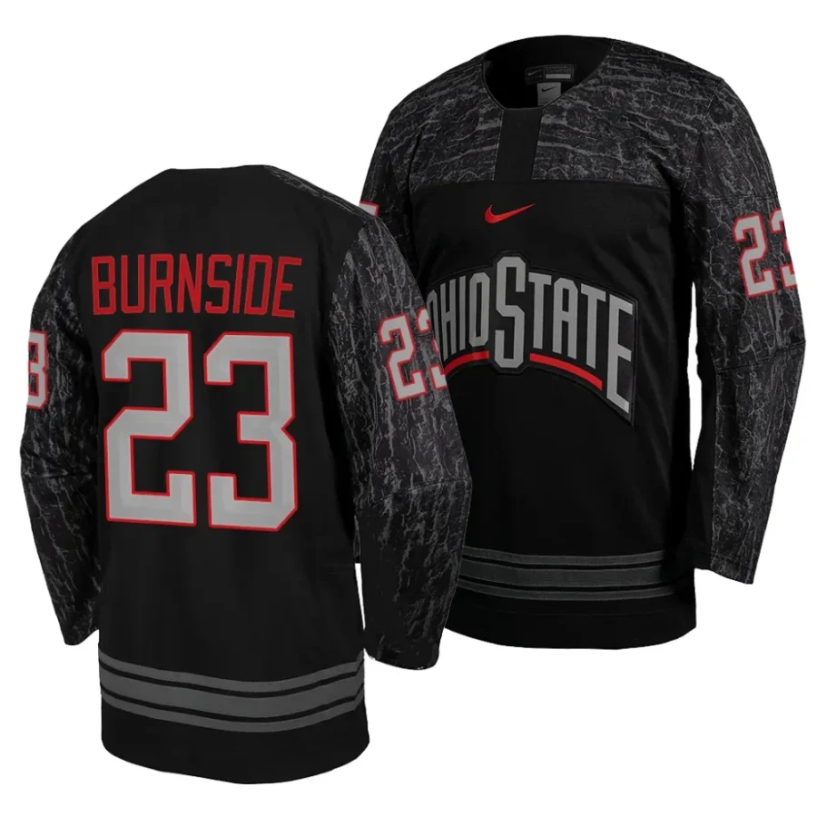 ohio state buckeyes davis burnside 2023 30 college hockey black jersey scaled