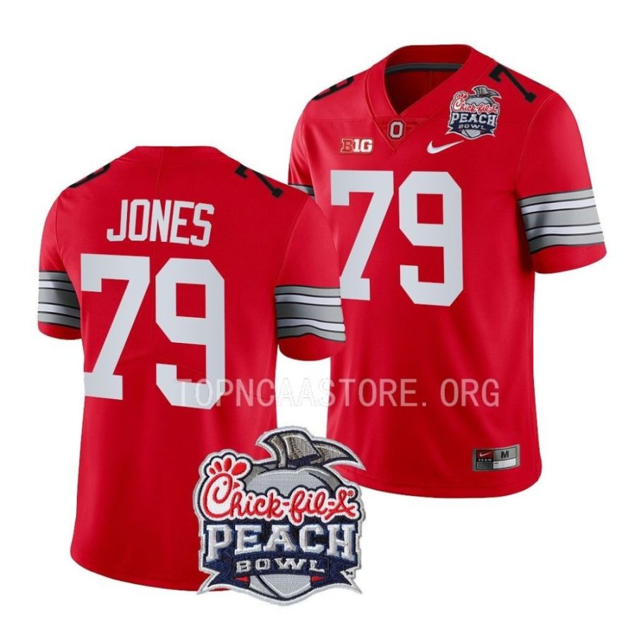 ohio state buckeyes dawand jones scarlet 2022 peach bowl college football playoff jersey scaled