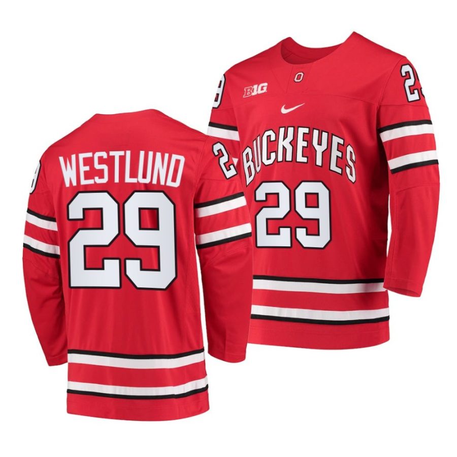 ohio state buckeyes gustaf westlund college hockey red jersey scaled