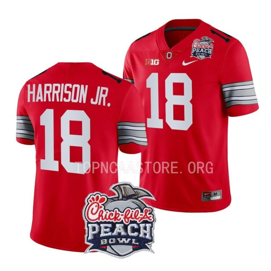 ohio state buckeyes marvin harrison jr. scarlet 2022 peach bowl college football playoff jersey scaled
