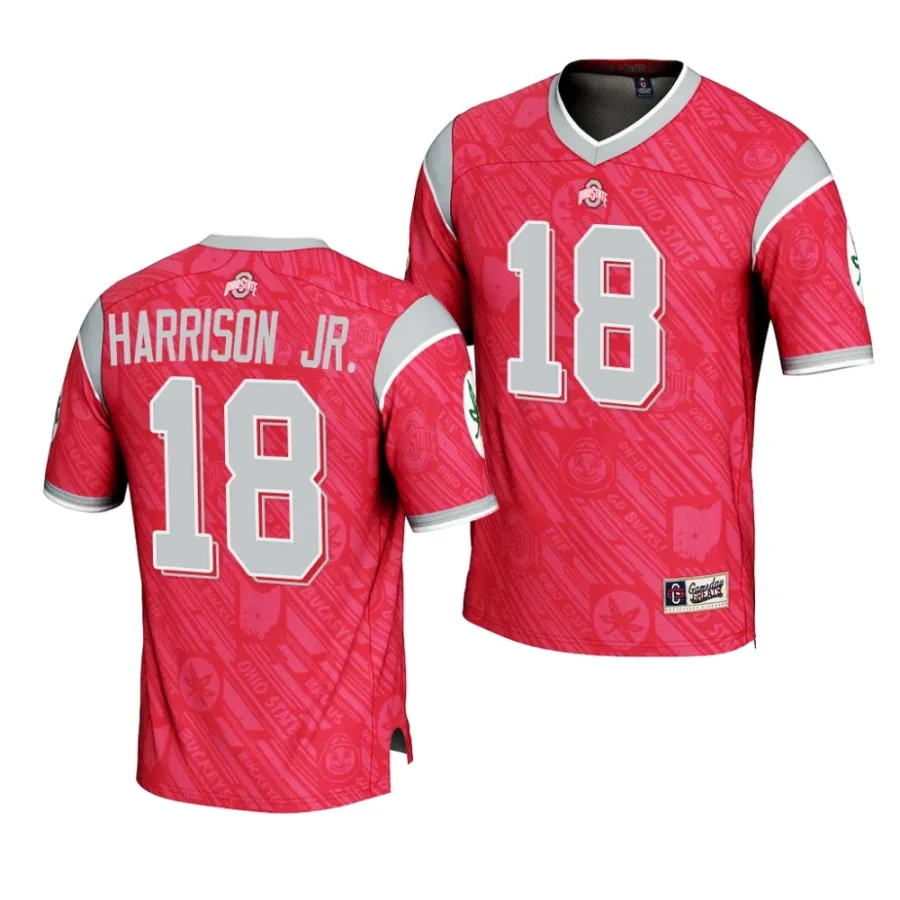 ohio state buckeyes marvin harrison jr. scarlet highlight print football fashion jersey scaled