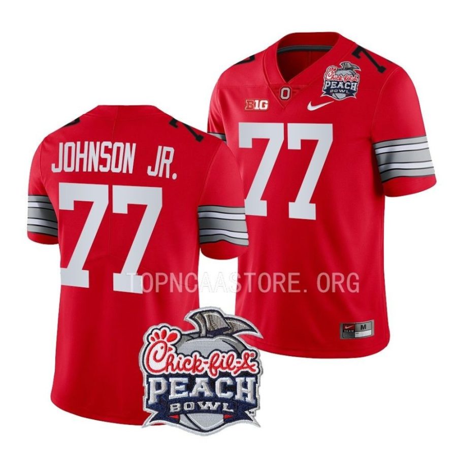 ohio state buckeyes paris johnson jr. scarlet 2022 peach bowl college football playoff jersey scaled