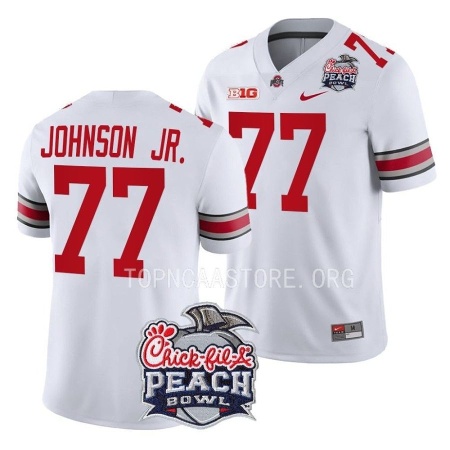 ohio state buckeyes paris johnson jr. white 2022 peach bowl college football playoff jersey scaled