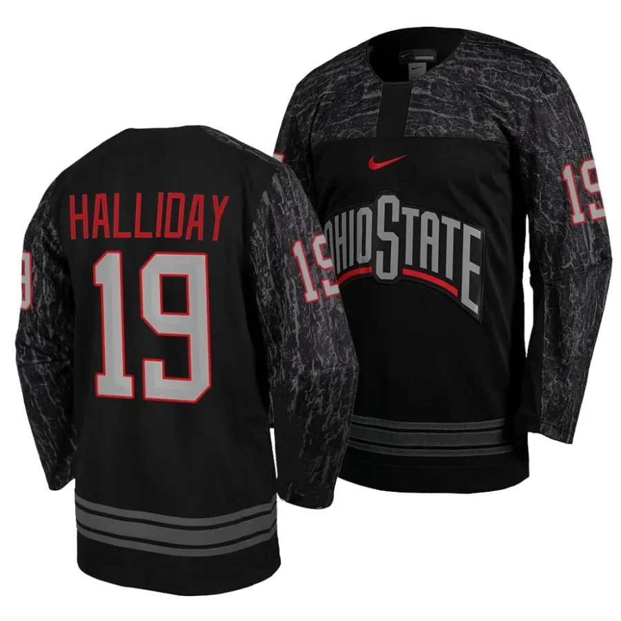 ohio state buckeyes stephen halliday 2023 30 college hockey black jersey scaled