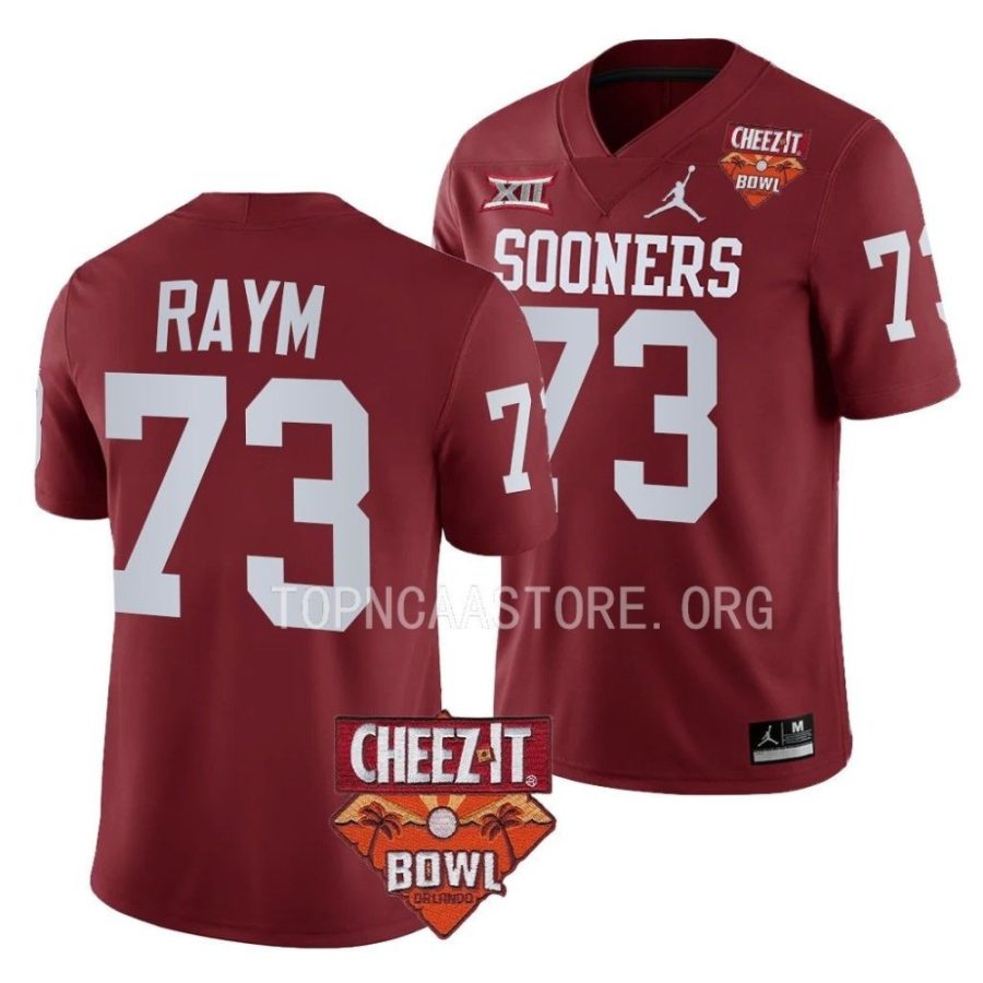 oklahoma sooners andrew raym crimson 2022 cheez it bowl college football jersey scaled