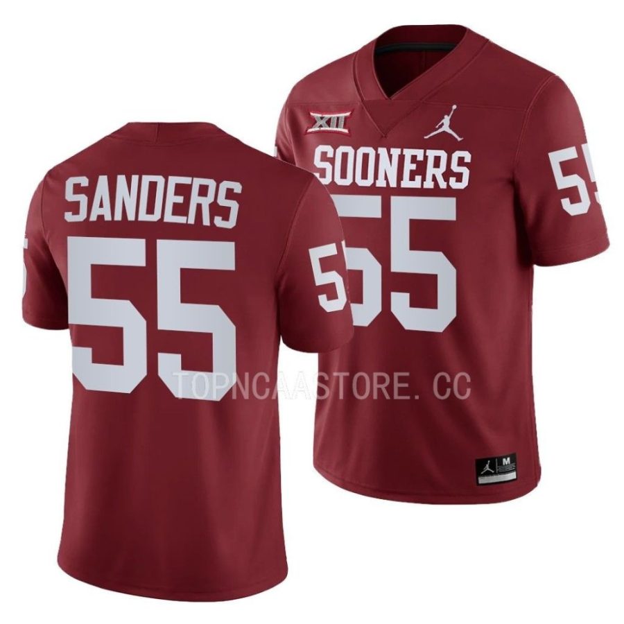 oklahoma sooners ashton sanders crimson college football replica jersey scaled