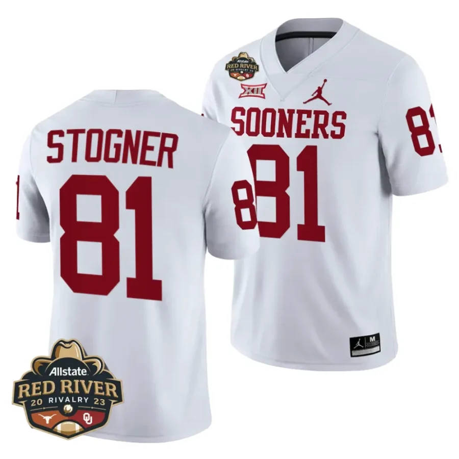 oklahoma sooners austin stogner white 2023 allstate red river rivalry football jersey scaled